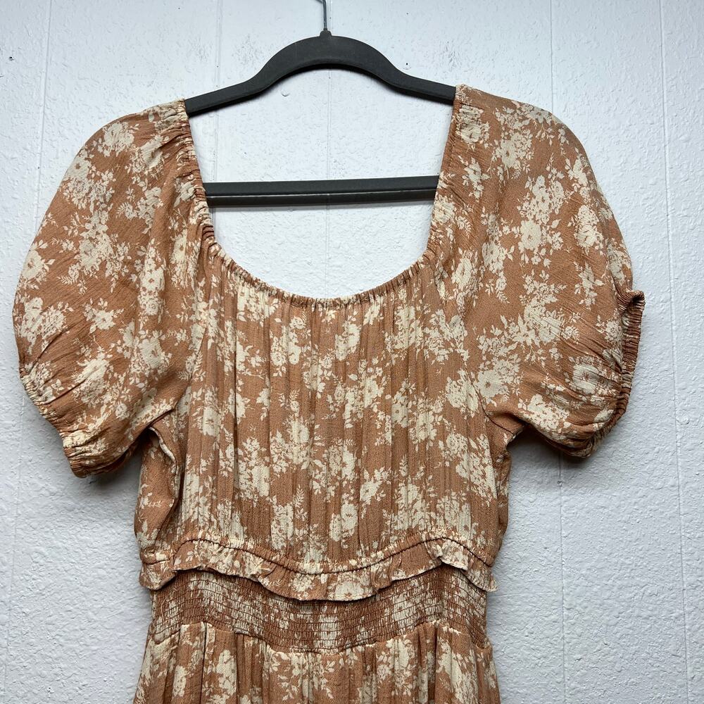 By The River Floral Puff Sleeve Peasant Midi Dress Womens Medium Cottage Smocked - Picture 9 of 13